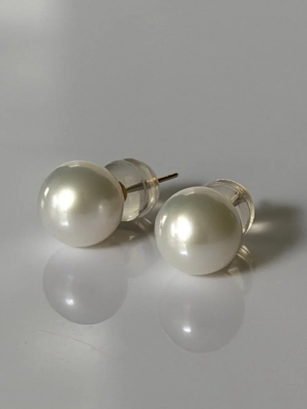 Genuine AKOYA Pearl Earrings 18K Gold 8mm White Japanese Pearl Stud Earrings